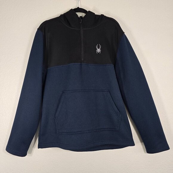Spyder Hoodie Jacket Men Size Large Pullover Zip Blue Sporty Athleisure Athletic - Picture 1 of 13